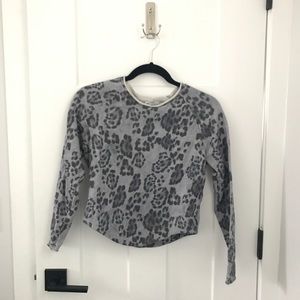 ZARA Grey Cropped Leopard Print Sweater